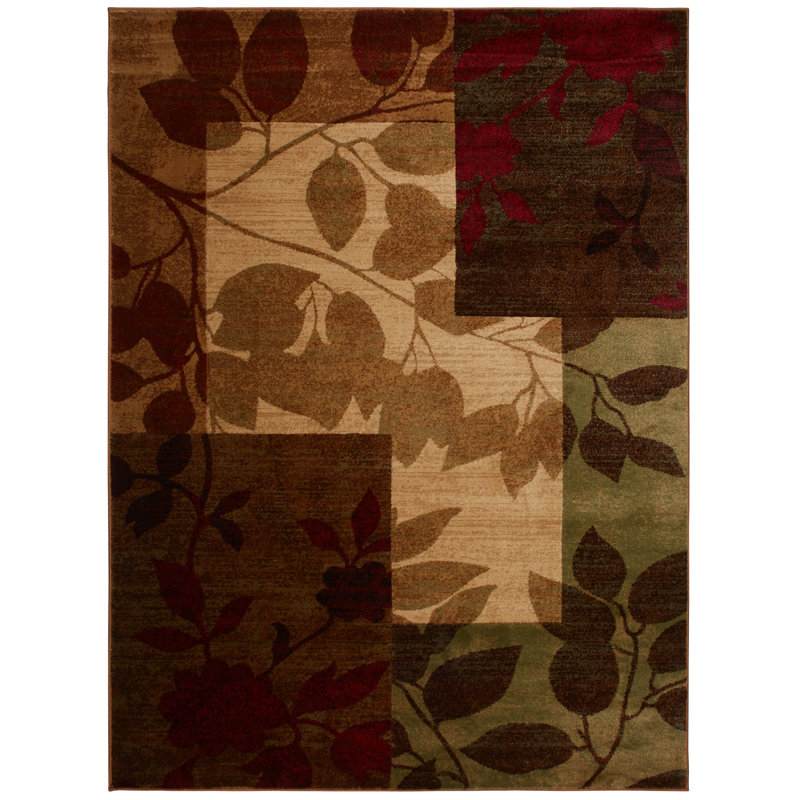 Andover Mills Raffin Beige/Brown Leaves Area Rug & Reviews Wayfair